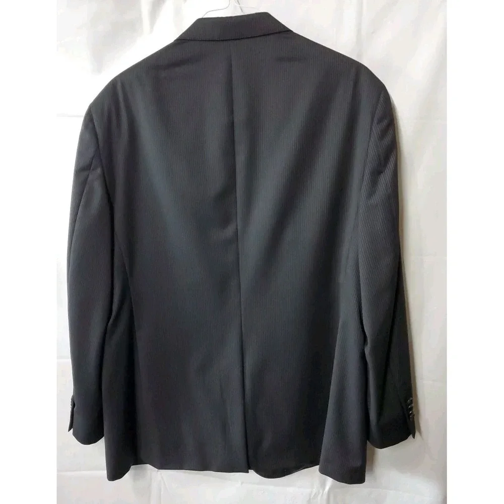 Vintage‎ Hart Shaffner Marx Blazer 46R Imported Fabric Black Pinstripe *Flaw*
