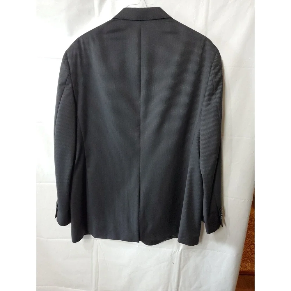 Vintage‎ Hart Shaffner Marx Blazer 46R Imported Fabric Black Pinstripe *Flaw*