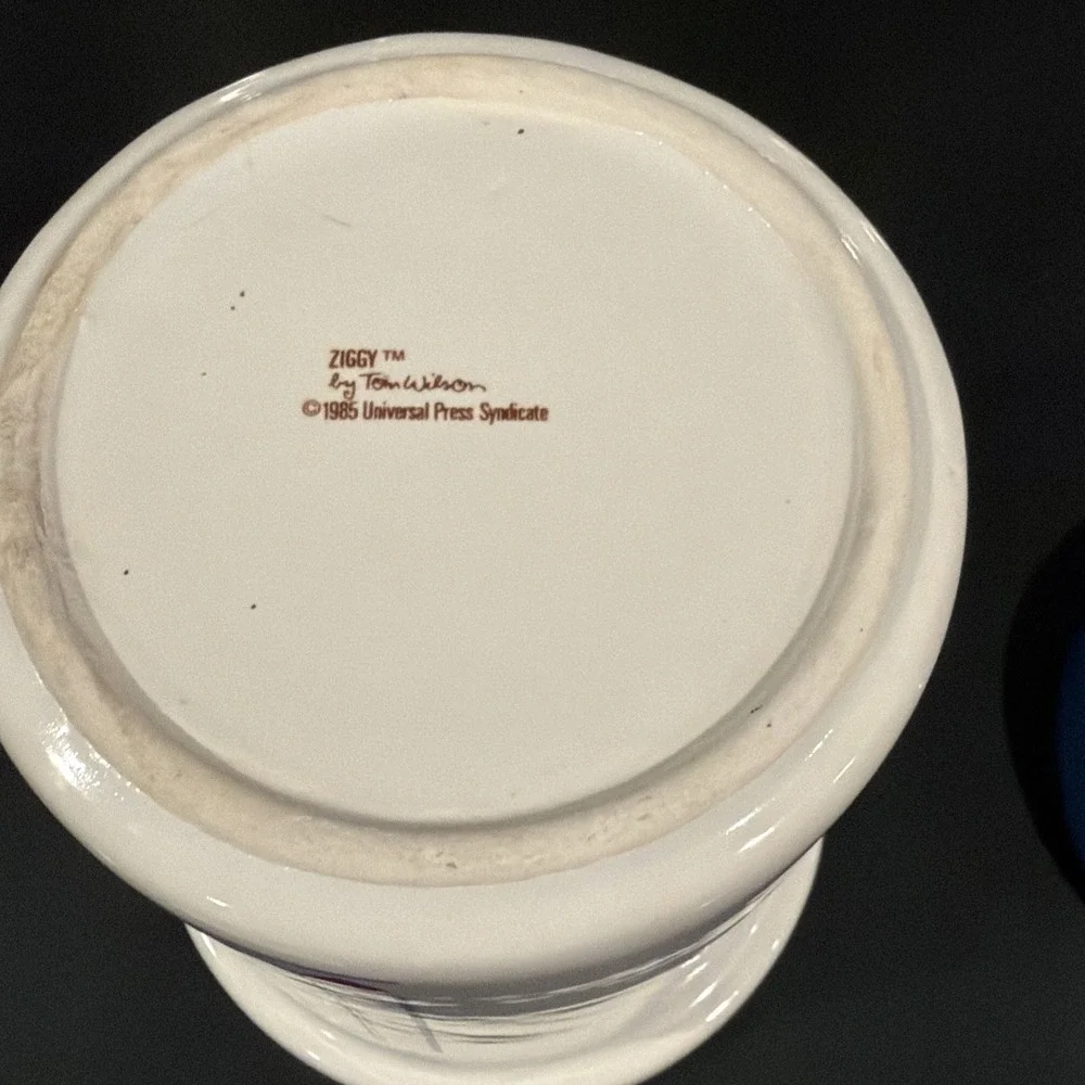 HTF 1985 ZIGGY Cookie Jar‎ w Lid Don't Forget To Add The LOVE  Marsh Earthenware