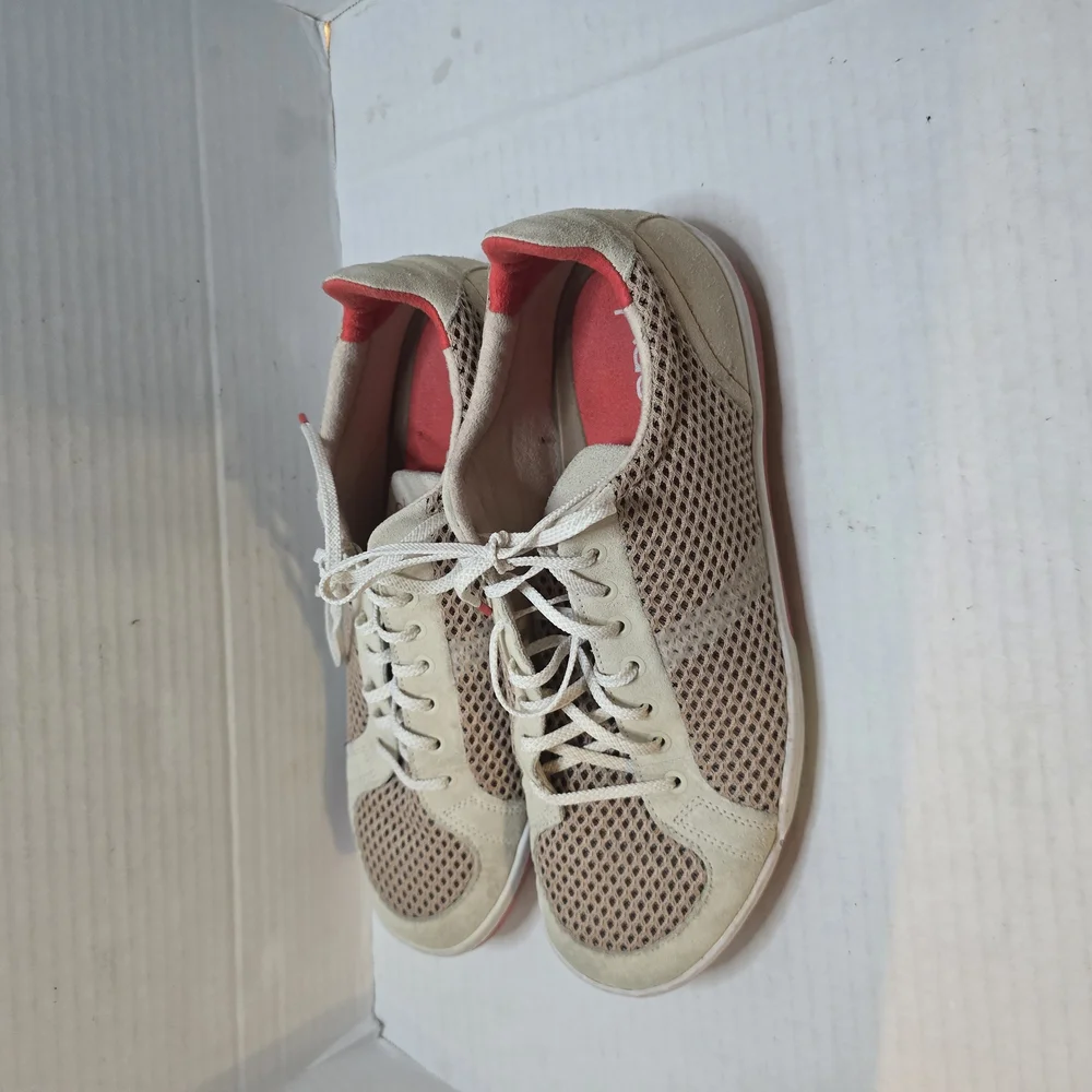 Beige and Red‎ Mesh Sneakers