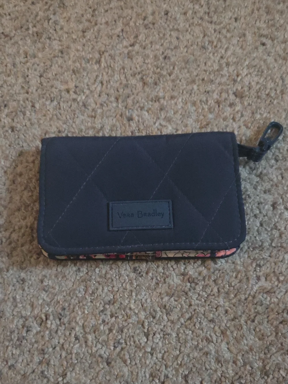 Vera Bradley Navy Quilted Zip-Around Card Wallet
