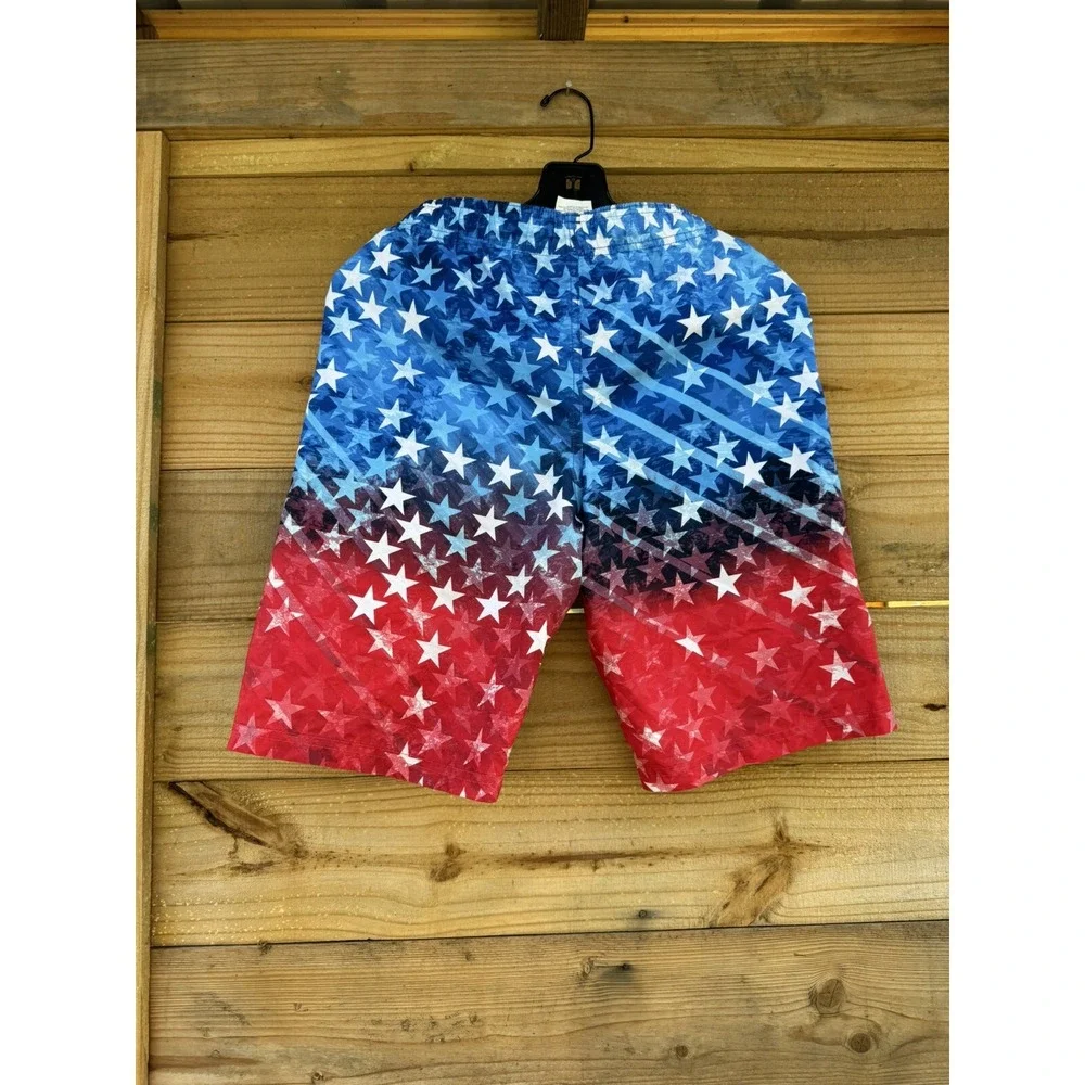 Under Armour Swim Trunks Boys Youth XL Red White Blue Patriotic American‎ Stars