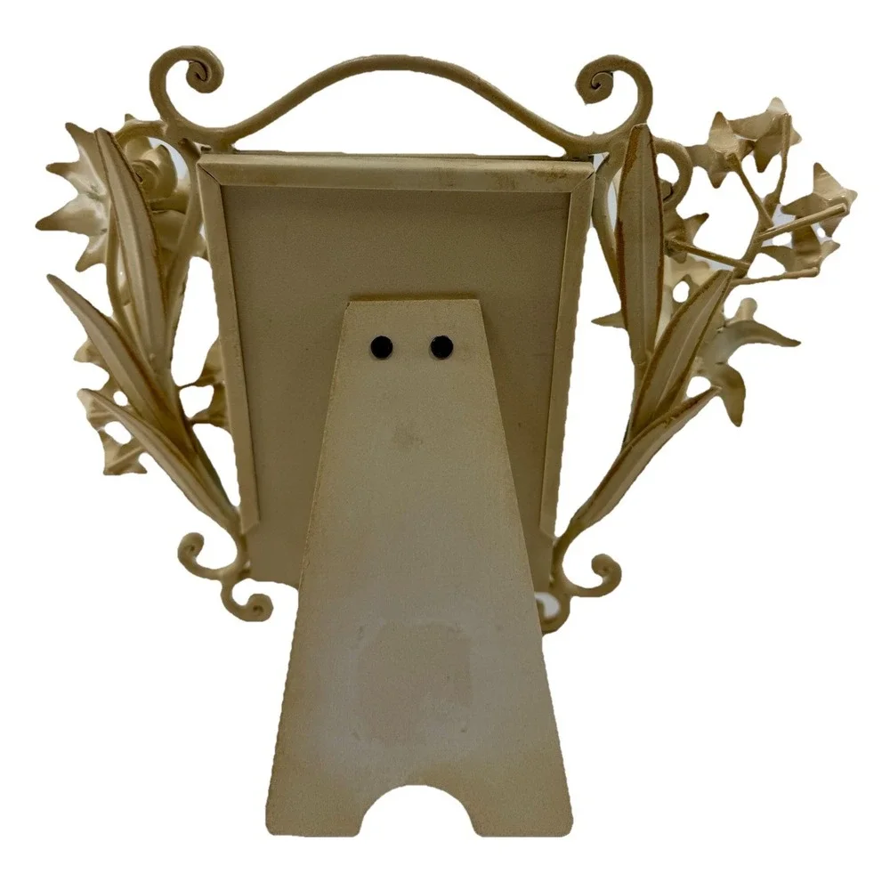 Vintage Metal Floral Picture Frame 3D Sculptural‎ Holds 4x6 Photo Tabletop EUC