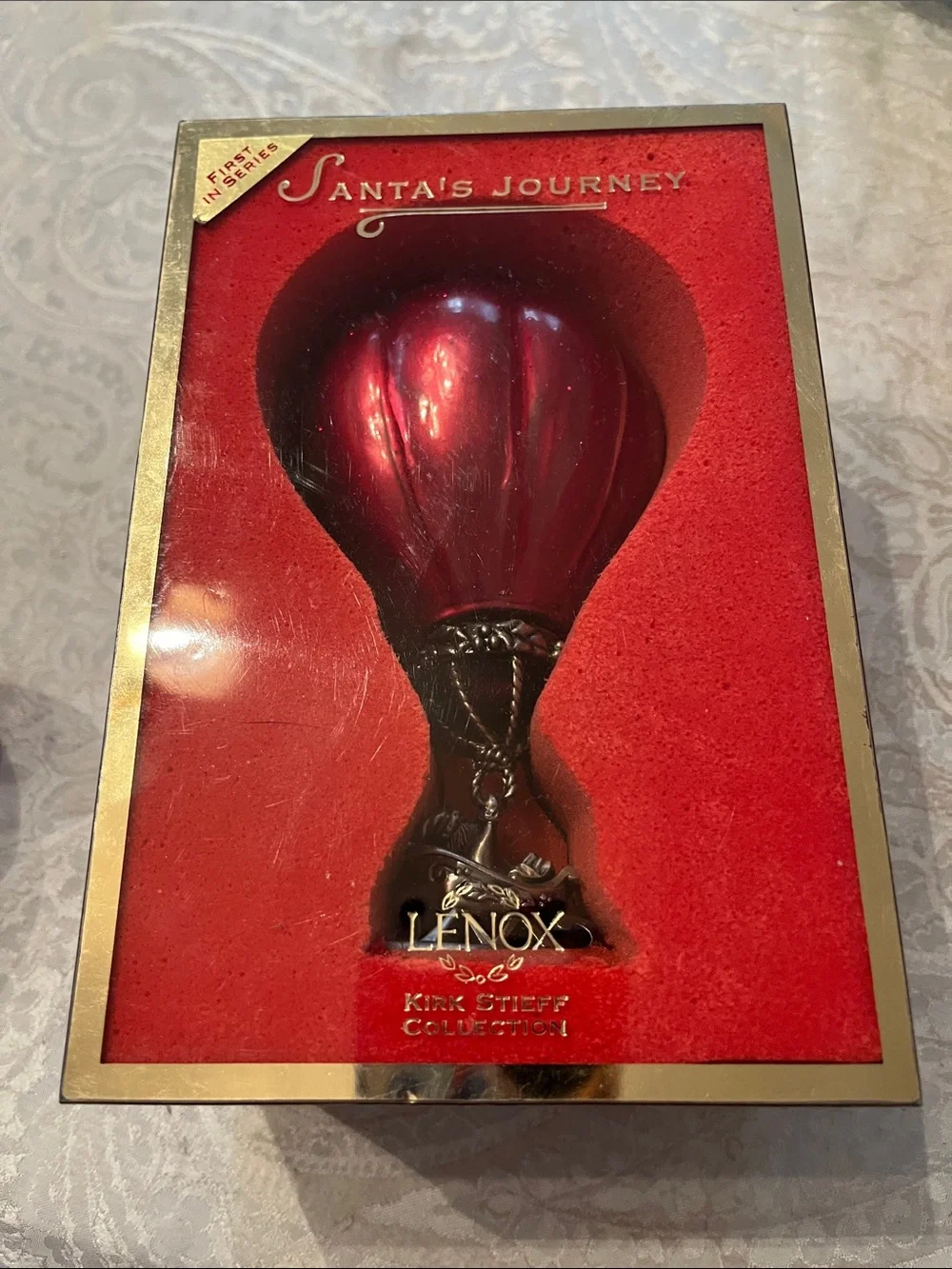 Lenox Red Hot Air Balloon Kirk Stieff Collection SANTA'S JOURNEY Pewter Ornament