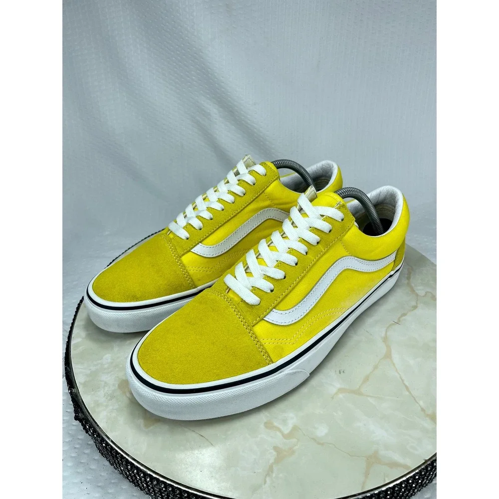 Vans Low Top Suede Canvas Skate Shoes Mens 10 Yellow Streetwear Casual Sneakers
