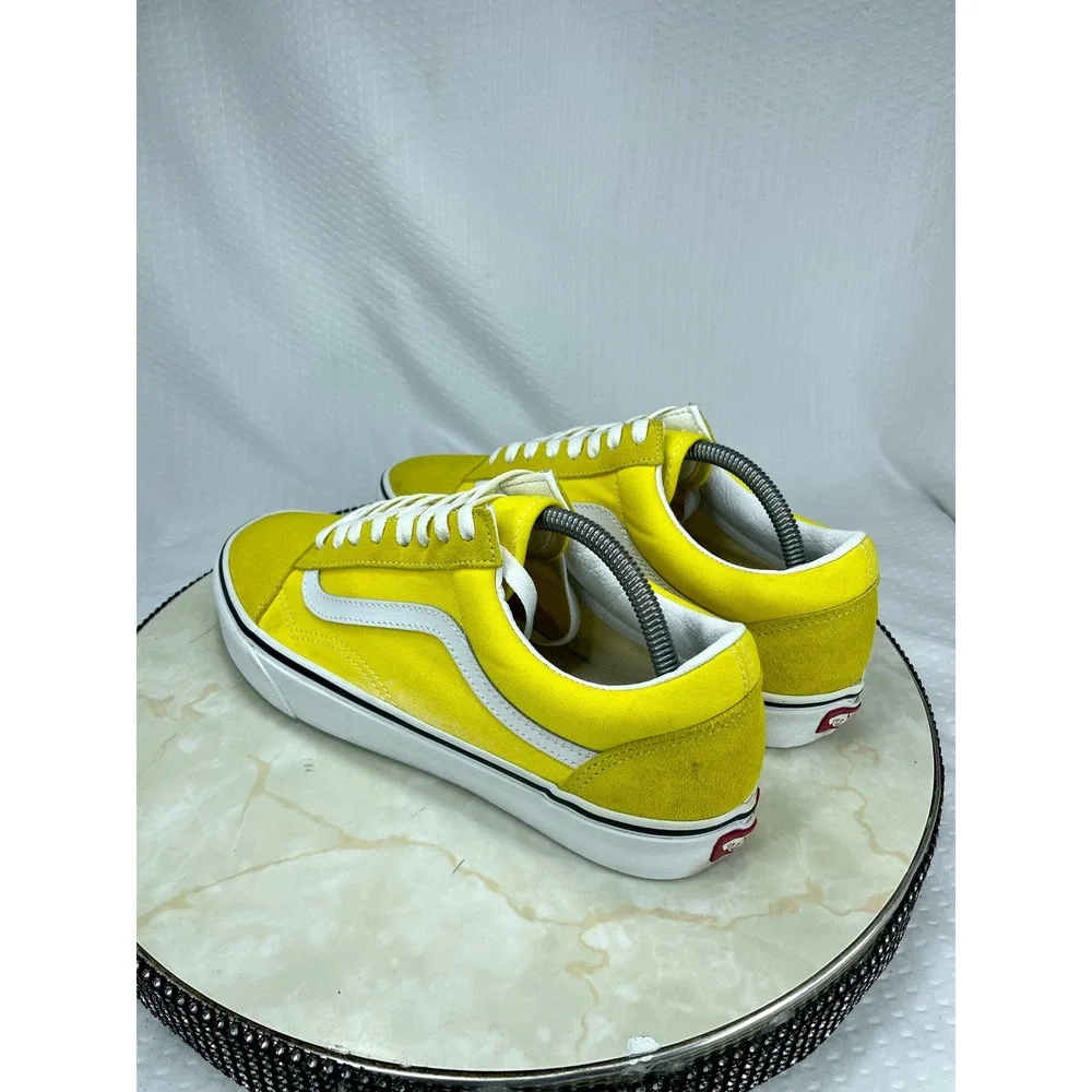 Vans Low Top Suede Canvas Skate Shoes Mens 10 Yellow Streetwear Casual Sneakers