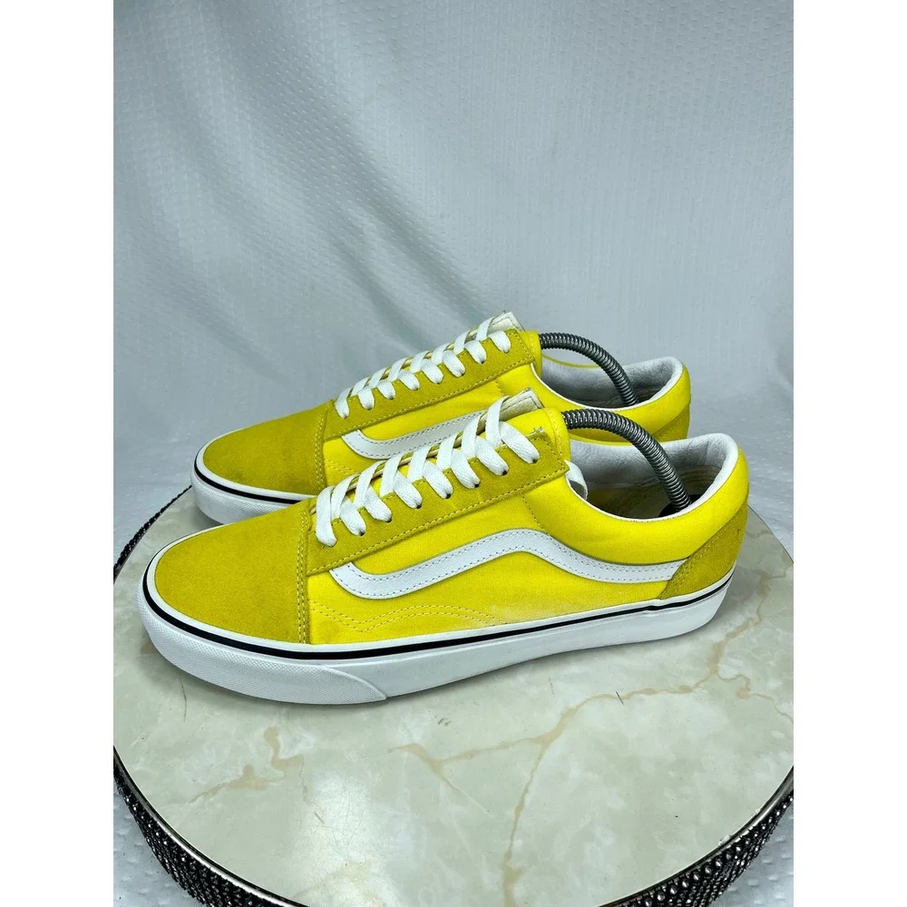 Vans Low Top Suede Canvas Skate Shoes Mens 10 Yellow Streetwear Casual Sneakers
