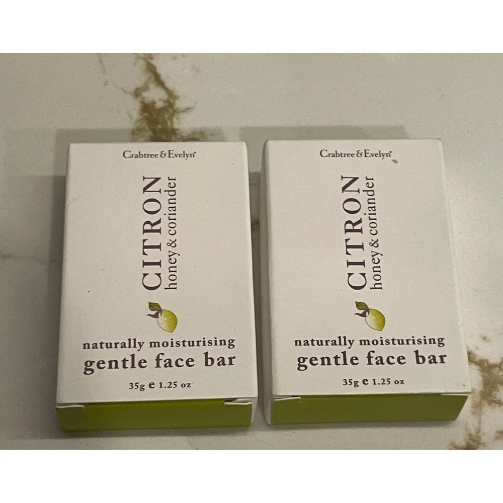 Lot Of 2 Crabtree & Evelyn Citron Honey Coriander Mini Face Bar 1.25 oz/31 g New