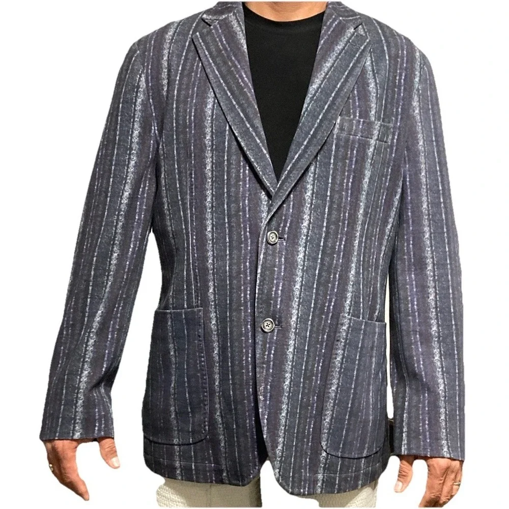 Richard‎ Choi The Light Jacket Mens Size 56 Black Purple Stripe Blazer