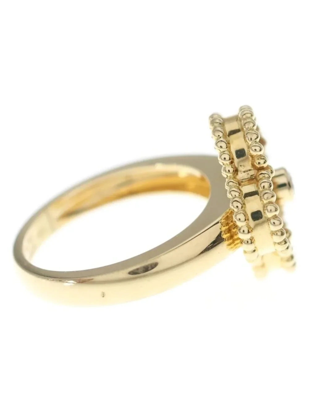Van Cleef & Arpels Vintage Alhambra Onyx Diamond Ring Yellow Gold Black