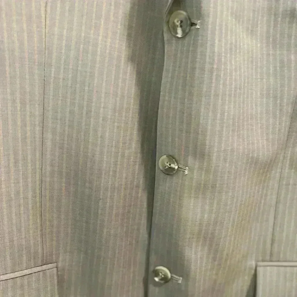 Franco Valentino Couture Hand Tailored Tan Pinstripe Wool Suit Jacket Size 44R‎