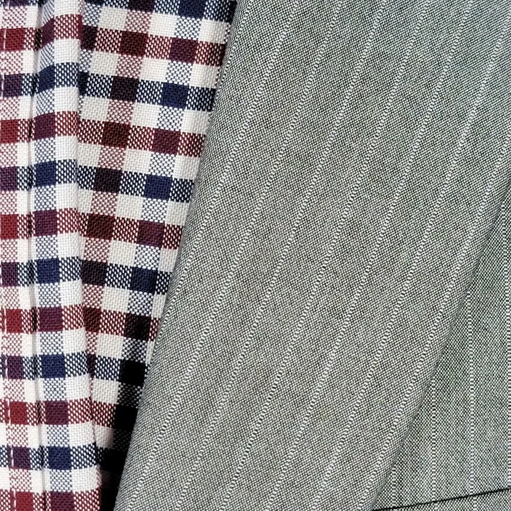 Express Men's Sport Coat Blazer Two Button Gray Striped Polyester Blend Size 42L