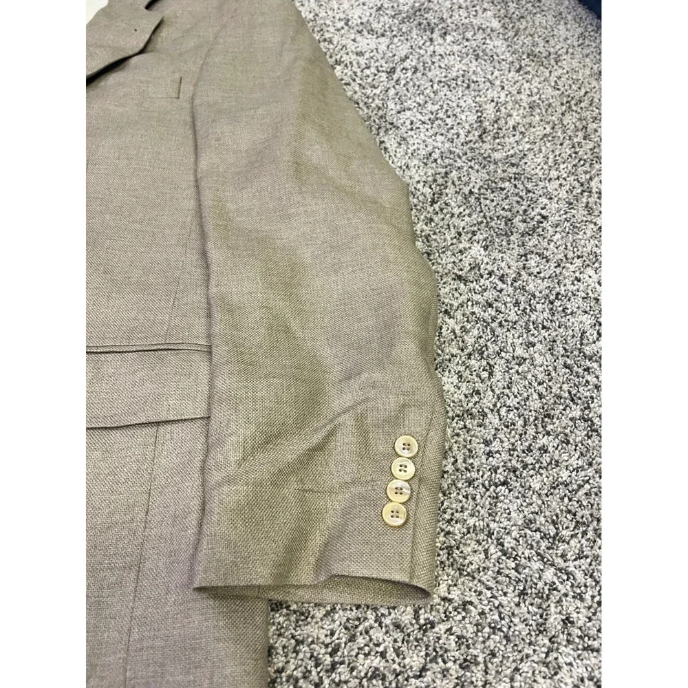 Oscar‎ de la Renta Mens Blazer Wool Beige Tweed Two Button Sport Coat Size 44