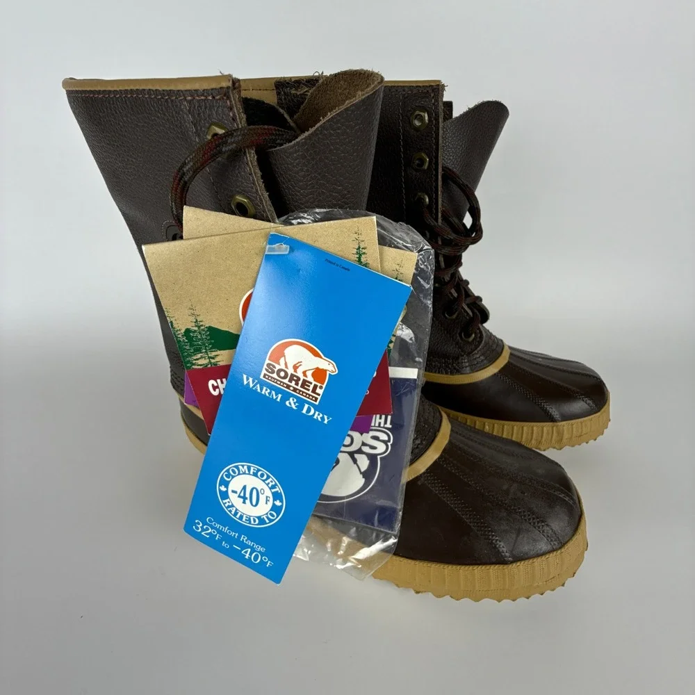 Vintage Sorel Caribou Winter Snow‎ Boots Mens 7 Arctic Pac Chocolate  Canada New