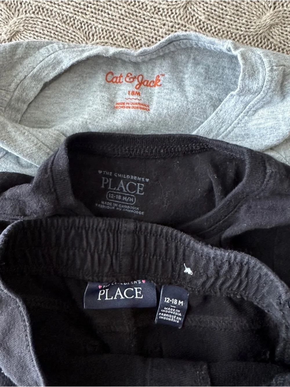 EUC Cat & Jack/Children’s Place 4pc Mix’n’Match Bundle: Black & Pink, 12-18 Mo