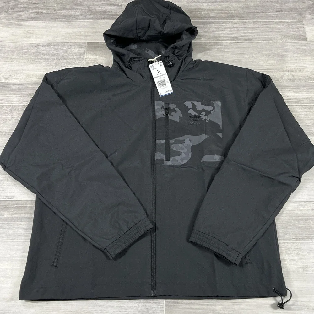 Adidas Originals Men's Small Camo Full Zip Hooded‎ Windbreaker Jacket II8154 NWT