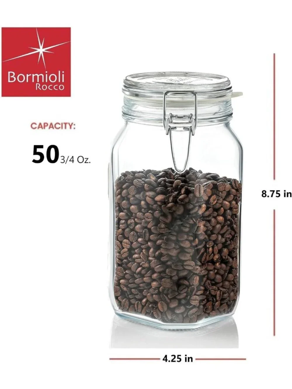 Airtight Clear Glass Jar - 1.5L BPA-Free Storage Container for Candy, Pasta