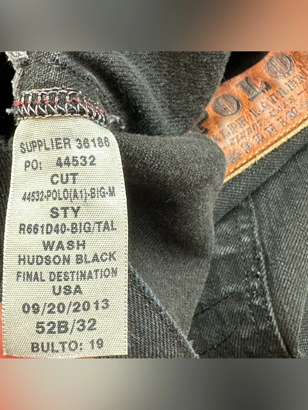 Polo Ralph Lauren Classic 867 Jeans 50x30 BIG (tag 52Bx32) Cotton Black
