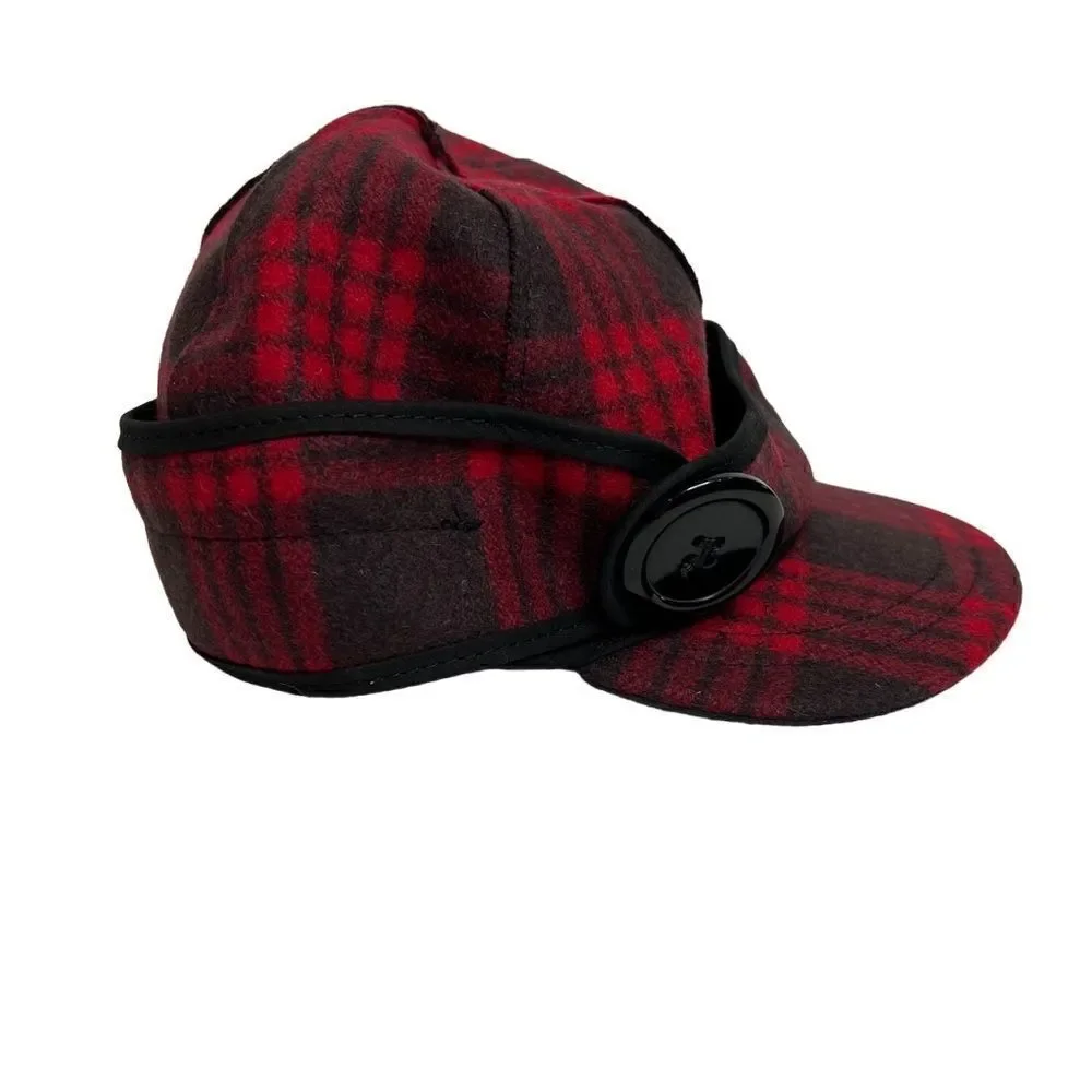 Stormy Kromer “the button up” red and black wool blend hat