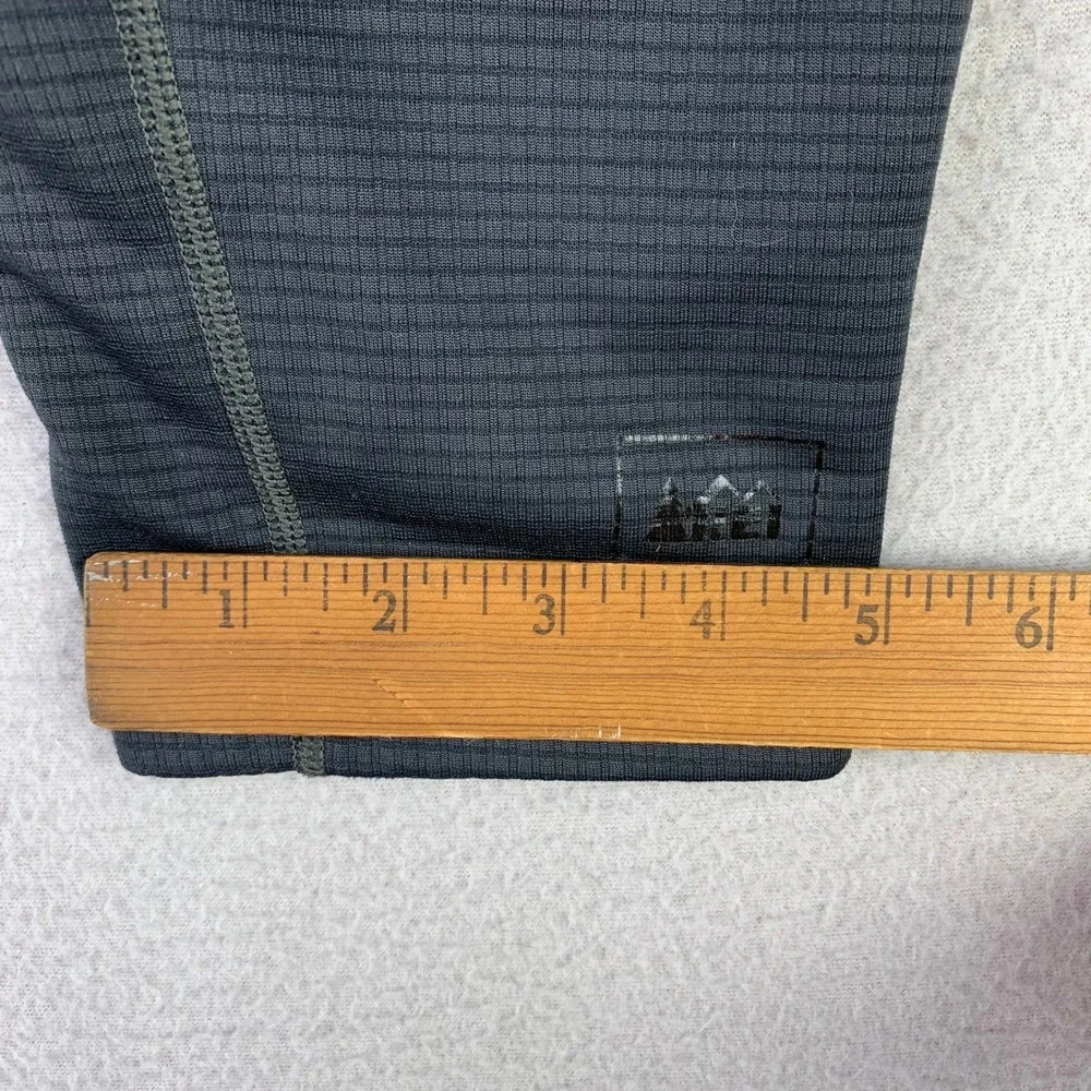 REI Midweight Base Layer Bottoms Mens S Gray Grid Fleece Thermal Pants