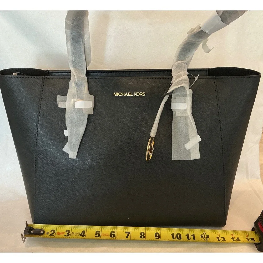 Michael Kors Charlotte LG‎ 3in1 Tote Black Leather MSRP $678 NWT