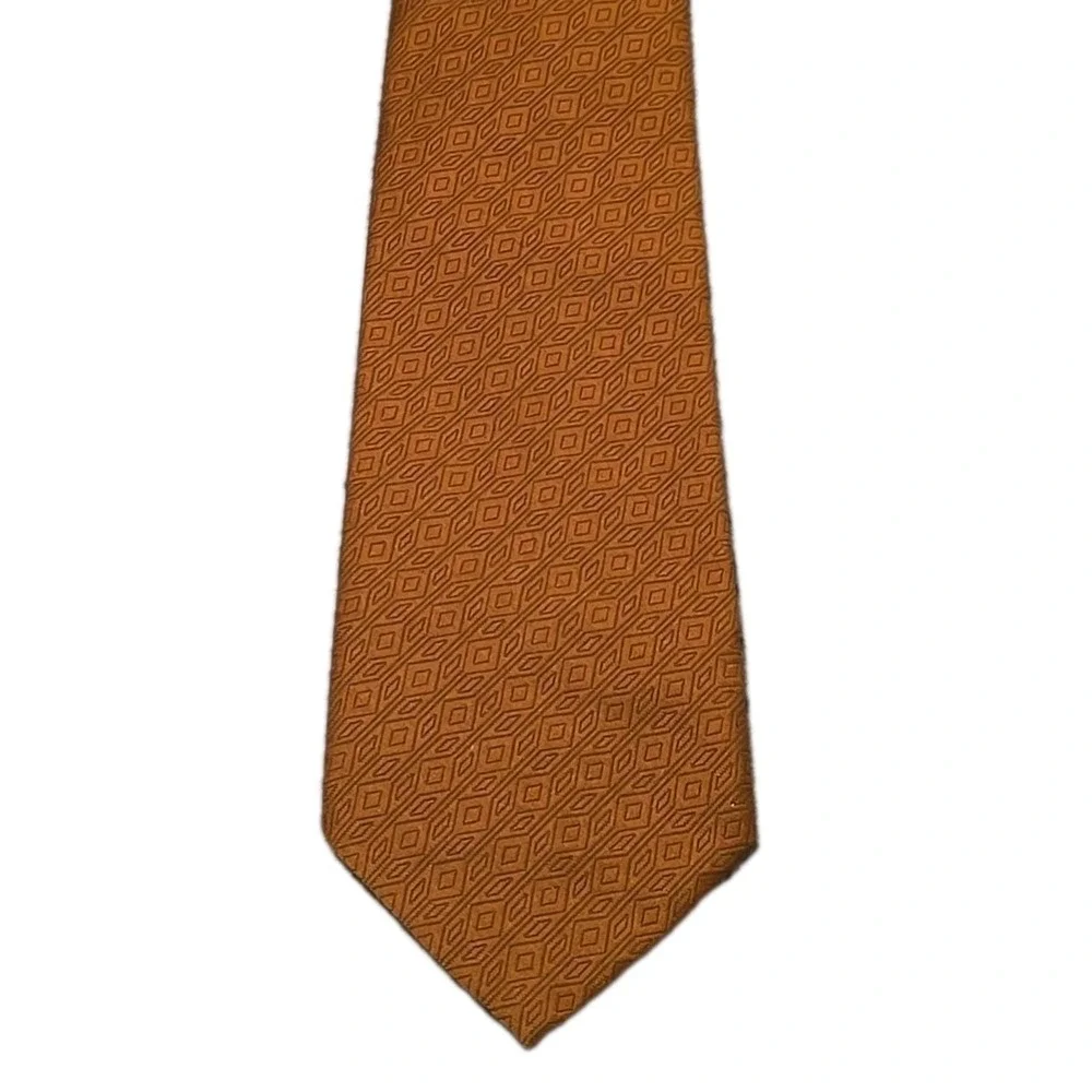 Vintage Towncraft Deluxe Tie Mens Brown Textured Geometric 70s Retro 4