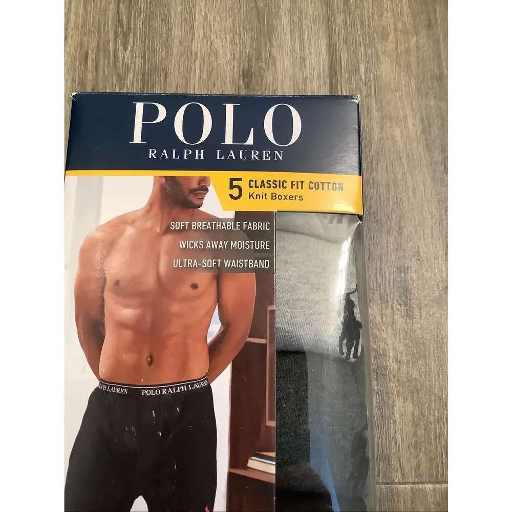 Polo Ralph Lauren Men's MD 5 Pack Classic Fit Cotton Knit Boxers Shorts P2-8