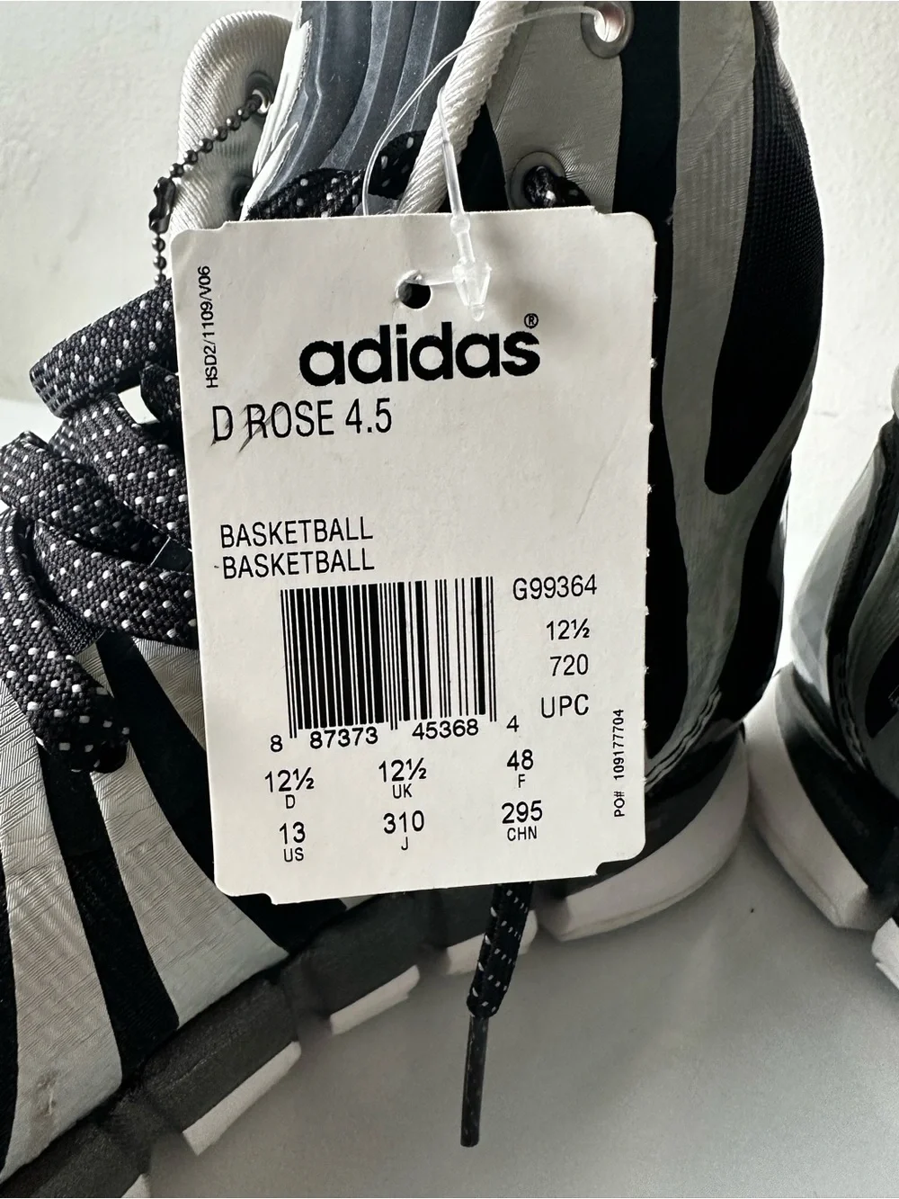 Adidas D Rose 4.5 High-Top Sneakers in Black & Silver Zebra size 13