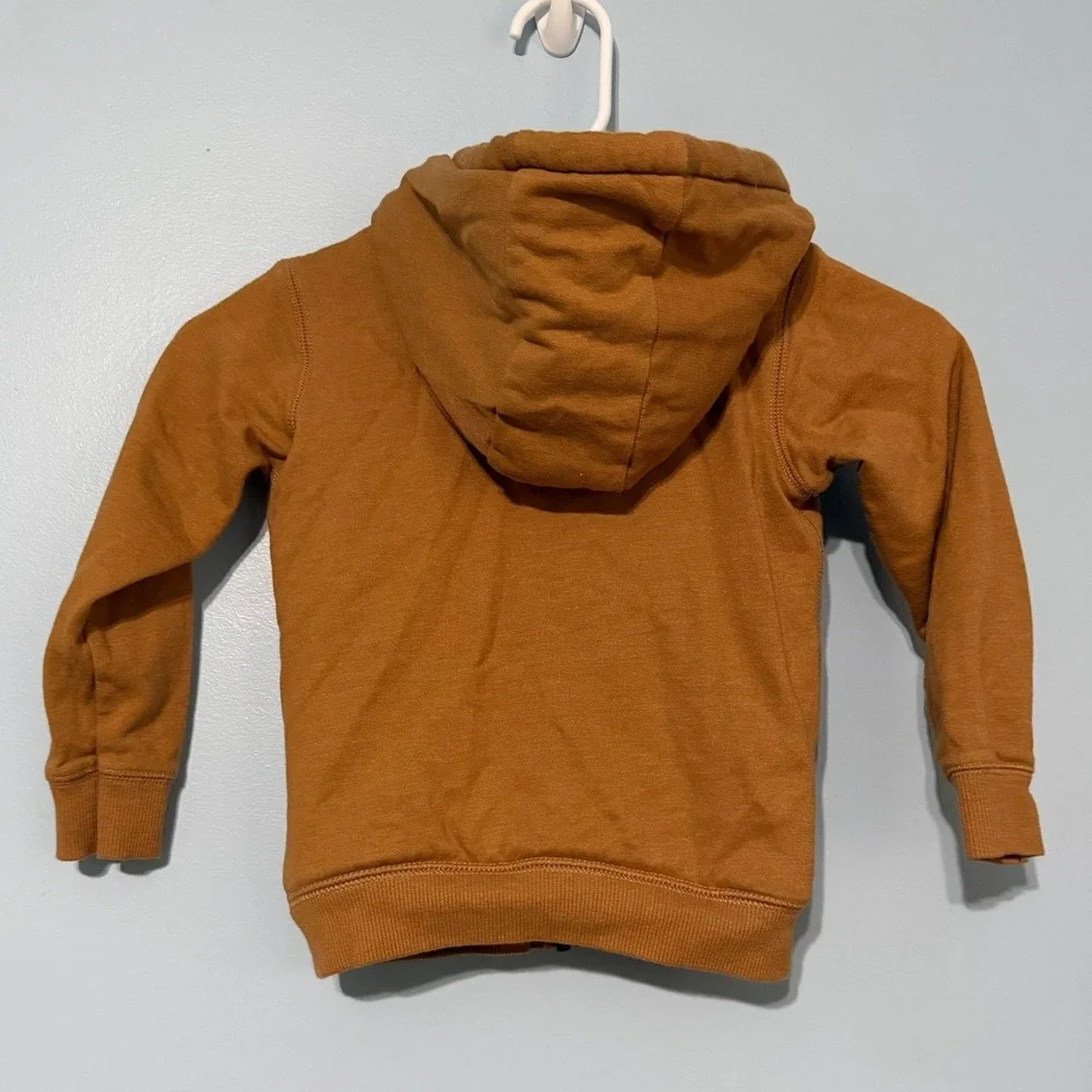 Carters Toddler Boys 4T Brown Faux Fur Lined Zip Up Hoodie Sweatshirt