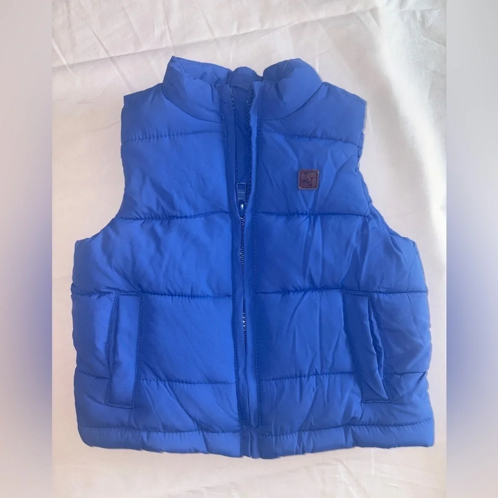Janie and Jack Baby Puffer Full-Zip Vest. Blue. Size 12-18 months.