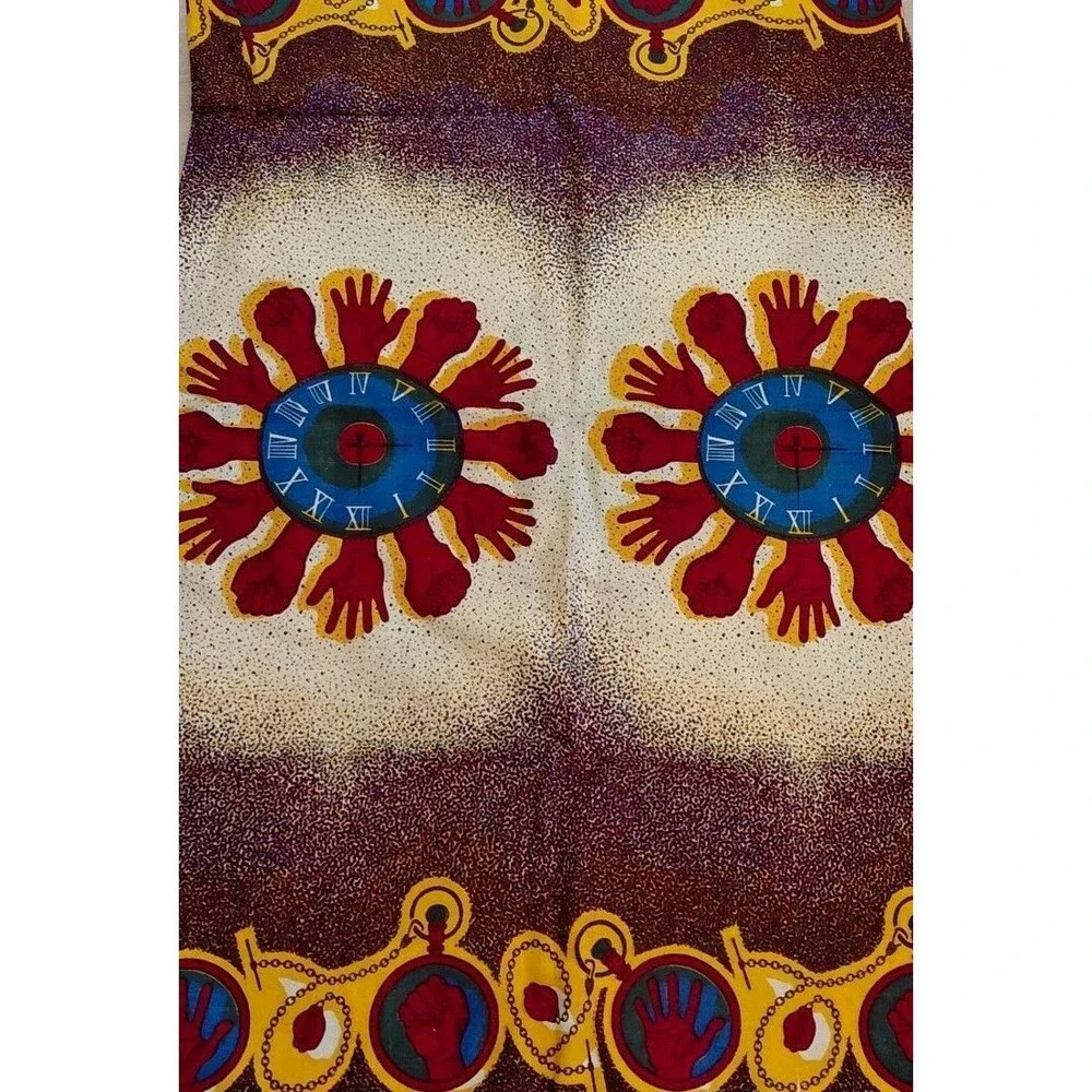 African Fabric Ankara Hands Clock Watch Red Brown Gold Green Blue 108x45