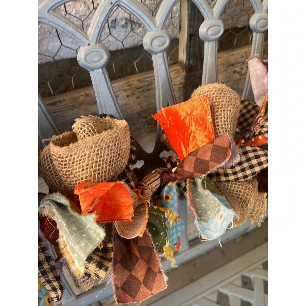 Fall rag garland / harvest / holiday / burlap/ farmhouse / rustic