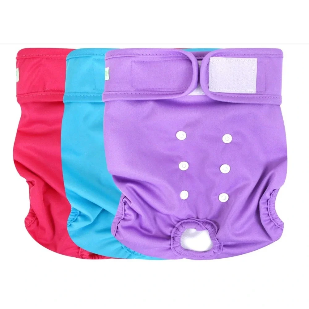 3pc Wegreeco Reusable Female Dog Diapers Sz Medium Solid‎ Heat Period Adjustable