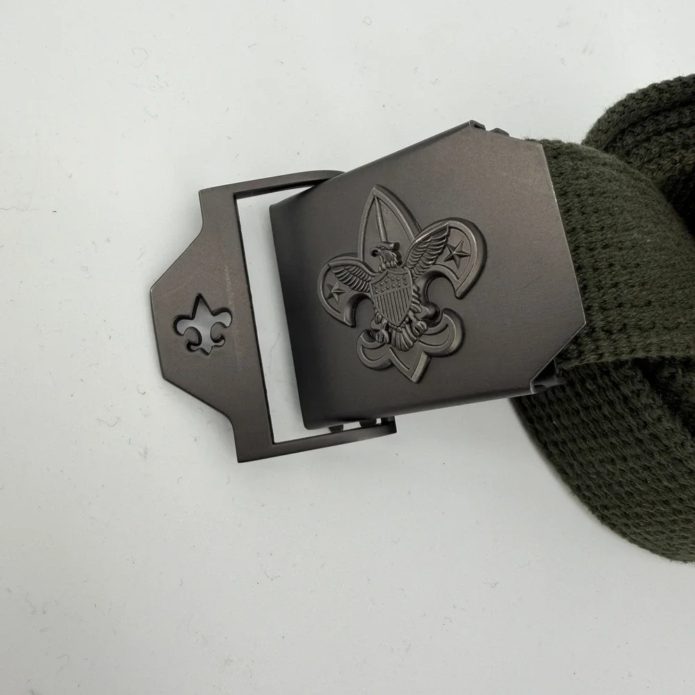 Boy Scouts of America  Green Canvas Webbing Belt Adjustable Metal Buckle 38