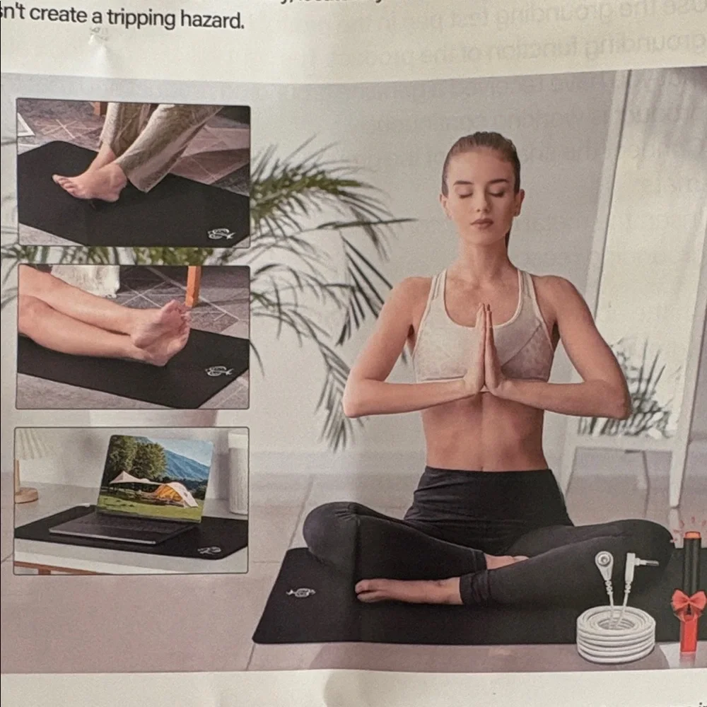 Grounding Mat Black Leatherette for body  Feet Earthing Pad new in box renewing