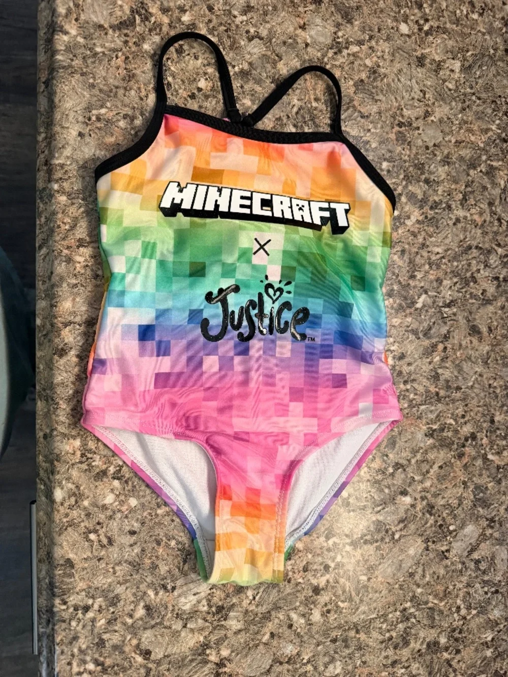 Justice Girls Minecraft One Piece Swimsuit Size 4/5 Preowned