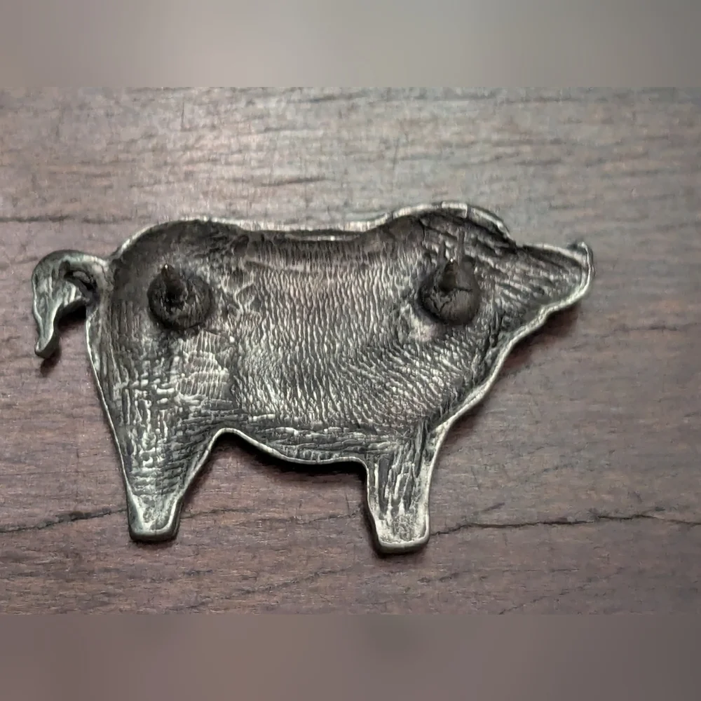 Vintage Adorable Pewter Pig Brooch