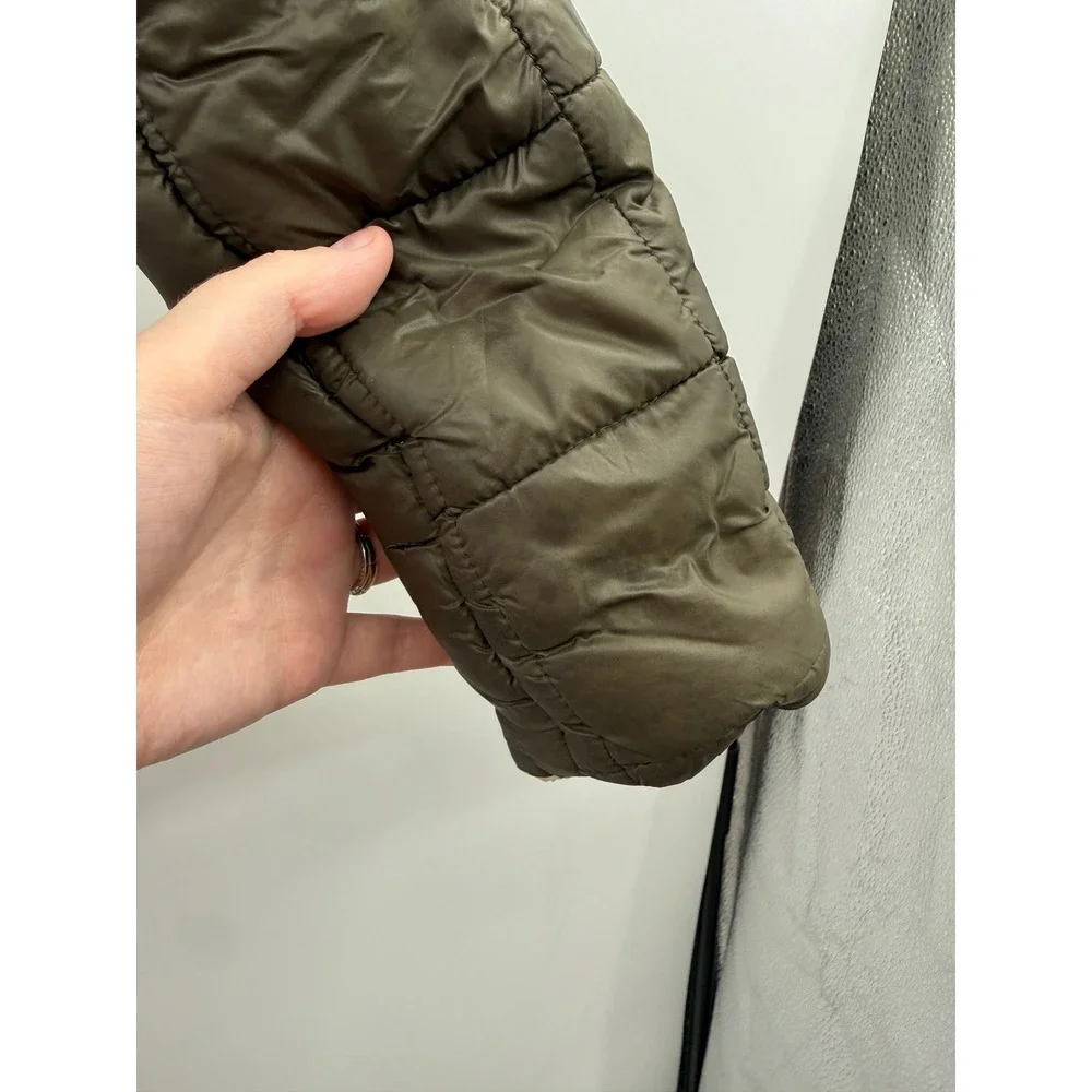 K-Way Puffer‎ Jacket Youth 10Y Olive Green Jacques Thermo Light Hooded Quilted