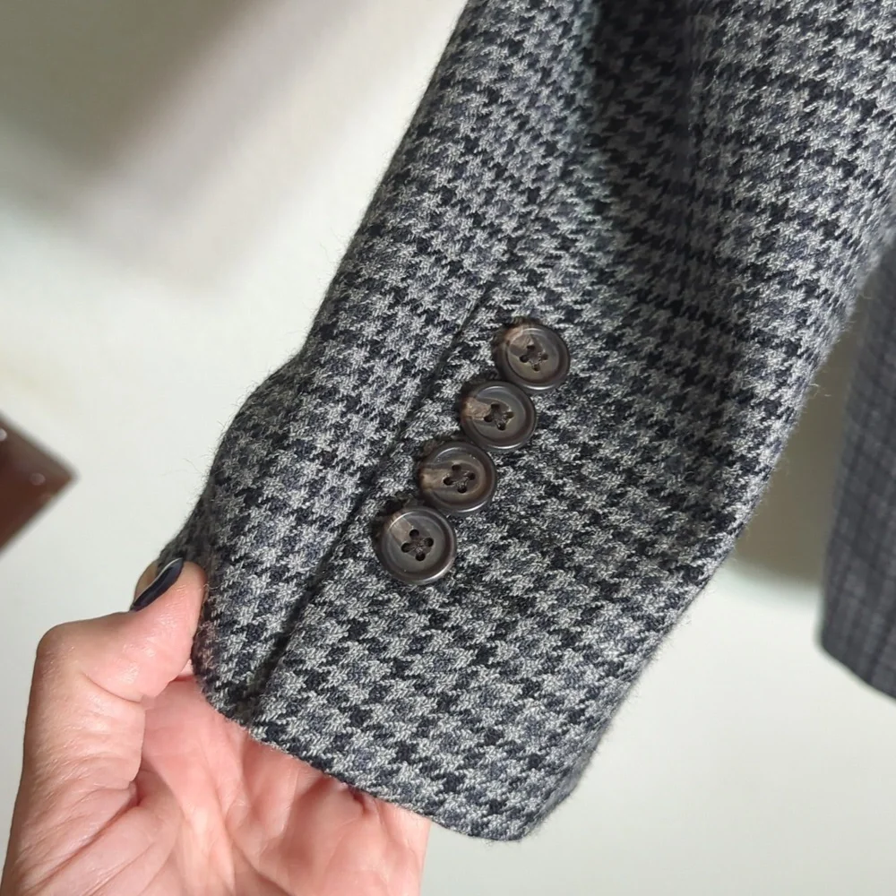 Ralph Lauren Mens Blazer Suit Jacket Wool Cashmere Houndstooth Quiet Luxury 48L‎