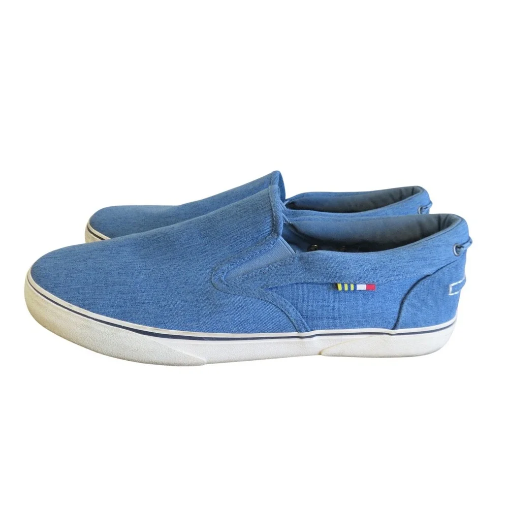 Guy Harvey Mens Pacific Oxford Blue Textile Slip On Sneakers Size 13‎