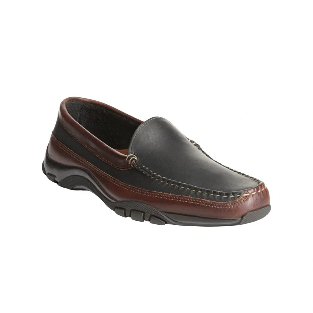 Allen Edmonds Two-Tone Black and Brown Leather Slip-On Loafer