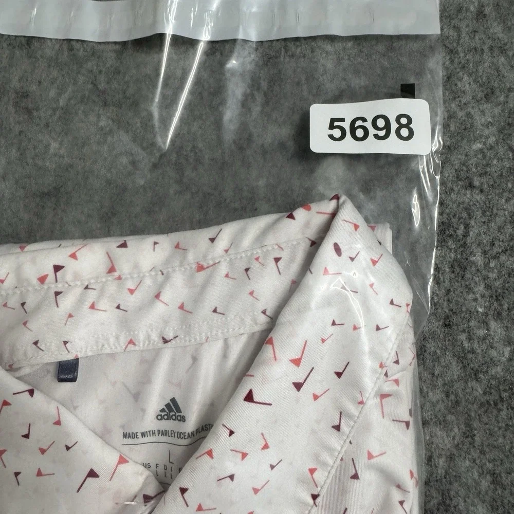 Adidas Polo Shirt Mens Large Print Parley Ocean Plastic Performance Stretch Flag