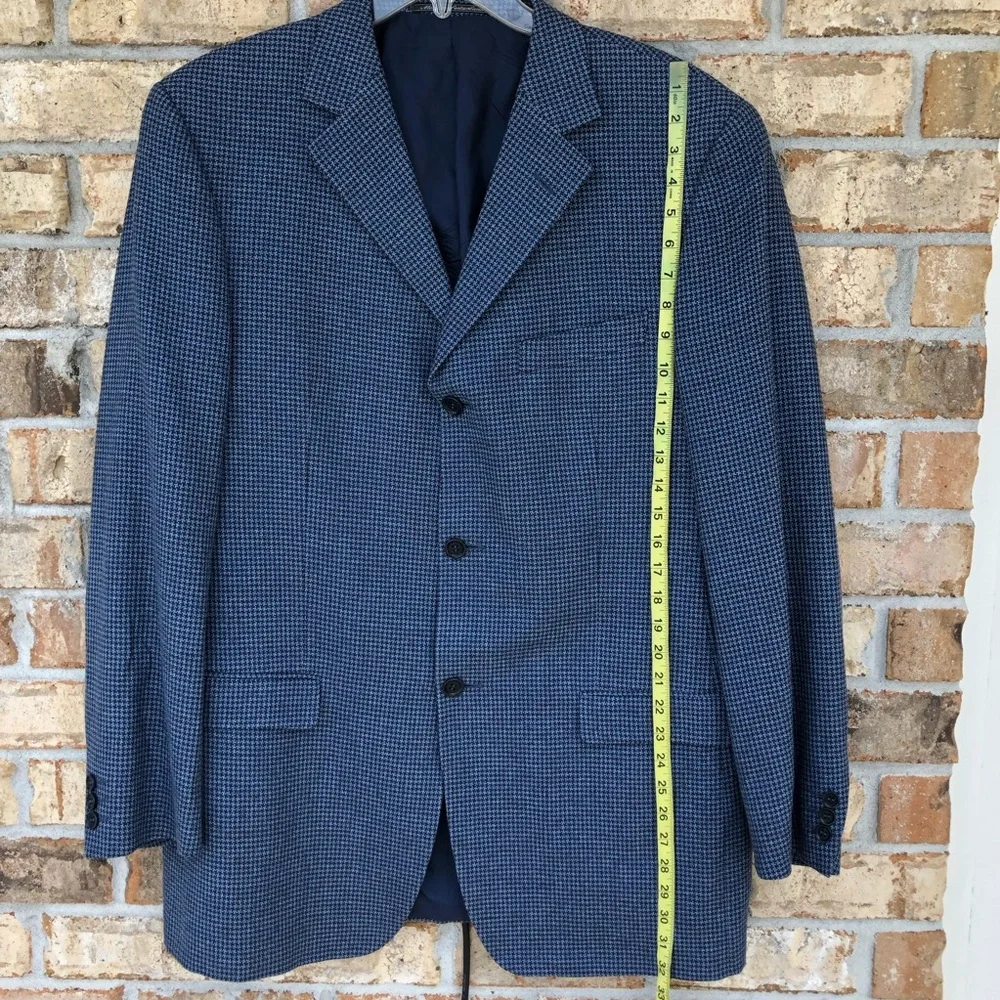 Ermenegildo Zegna Soft Switzerland Tweed Silk Cotton Linen Blend Blue Jacket 52L