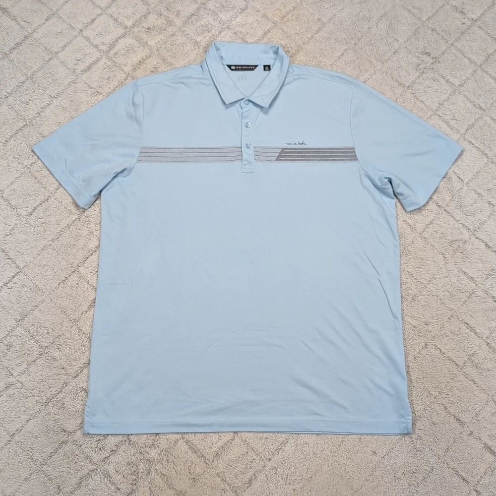 Travis Mathew Shirt Mens XXL Blue Light Kalama Cove Golf Polo Casual Cotton