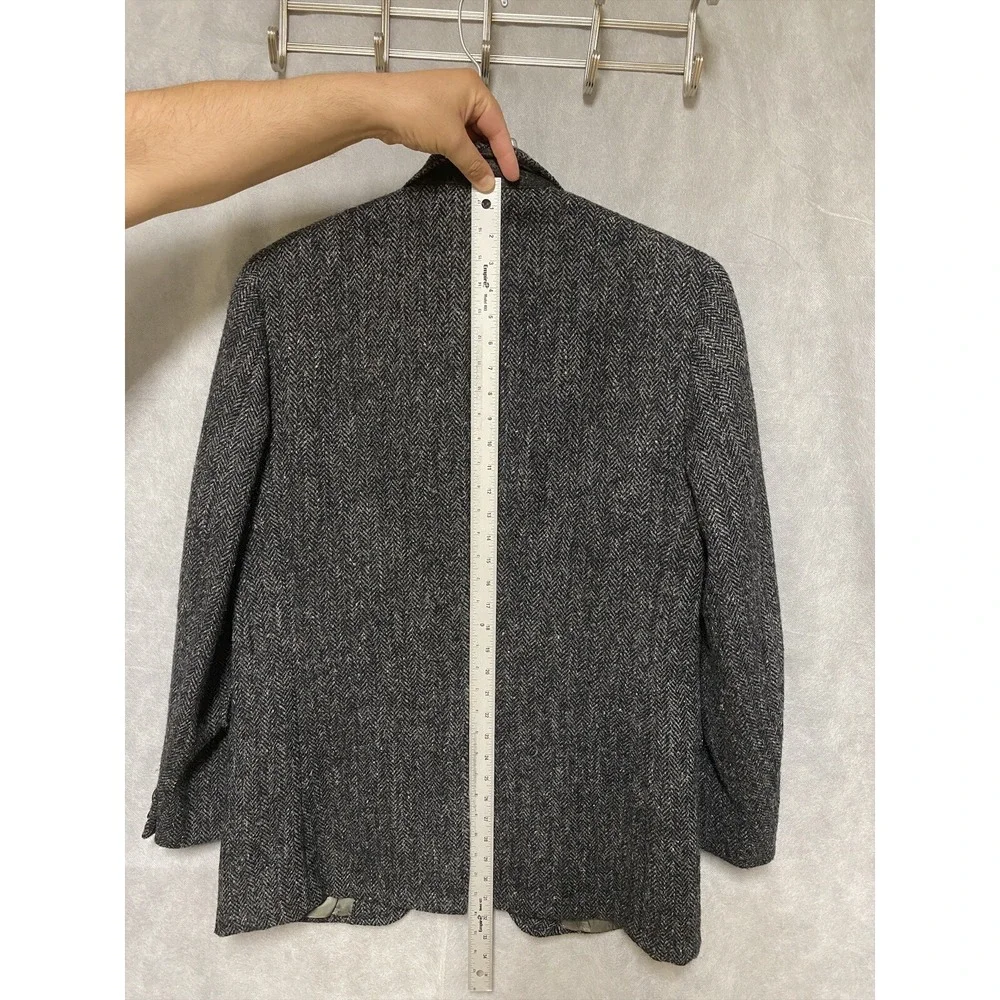 Jos A Bank Harris‎ Tweed Blazer Men 42R Gray Herringbone 3Btn Coat Jacket Luxury