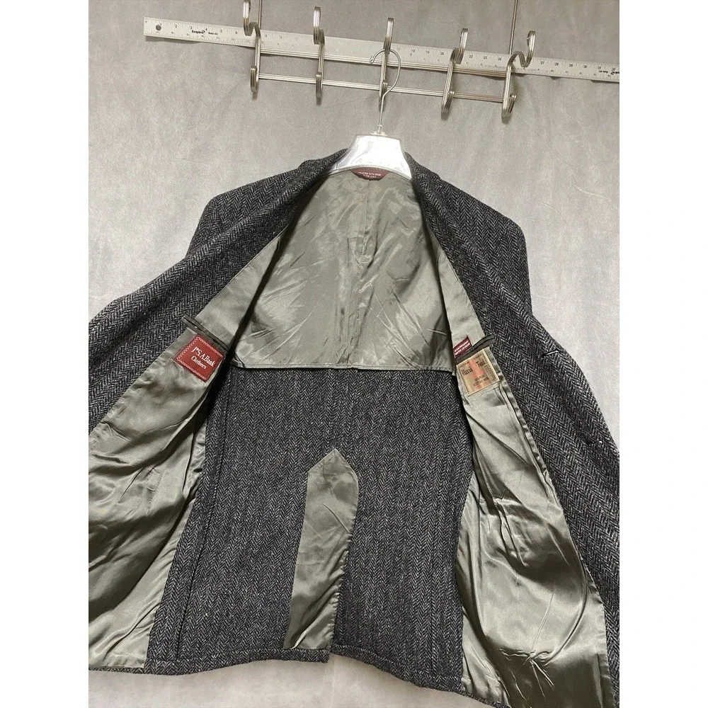 Jos A Bank Harris‎ Tweed Blazer Men 42R Gray Herringbone 3Btn Coat Jacket Luxury