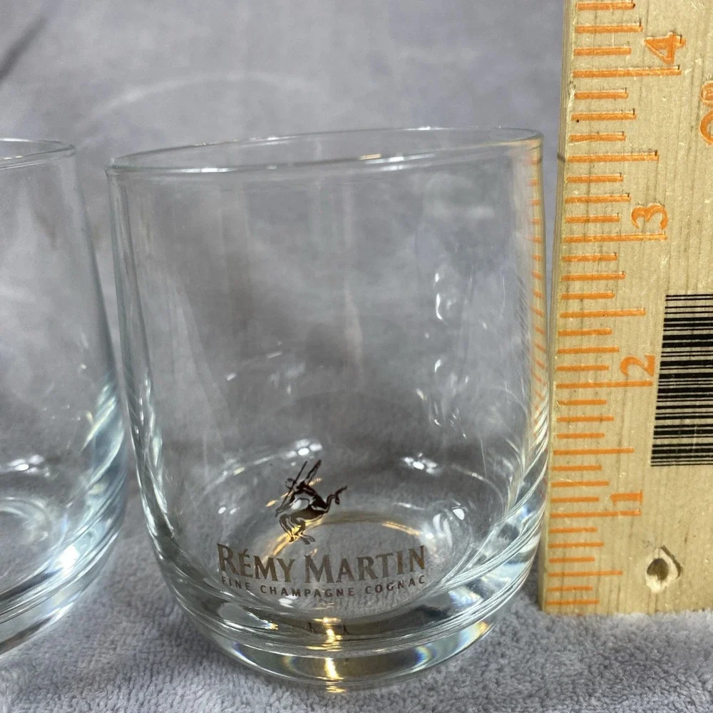 2 REMY MARTIN Fine Champagne Glasses‎ Cognac Rounded Gold Lettering Man Cave Set