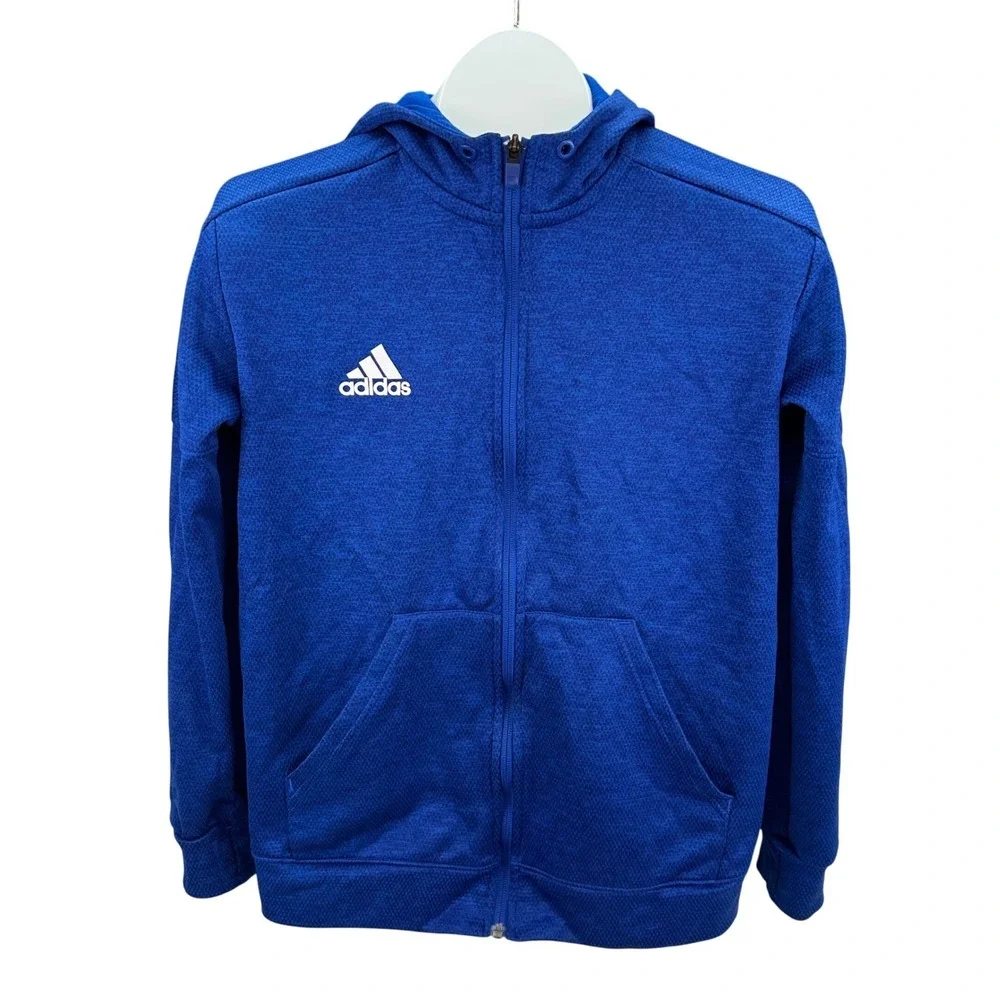 Adidas ClimaWarm Hoodie Full Zip Royal Blue Athletic Jacket Boys Medium M