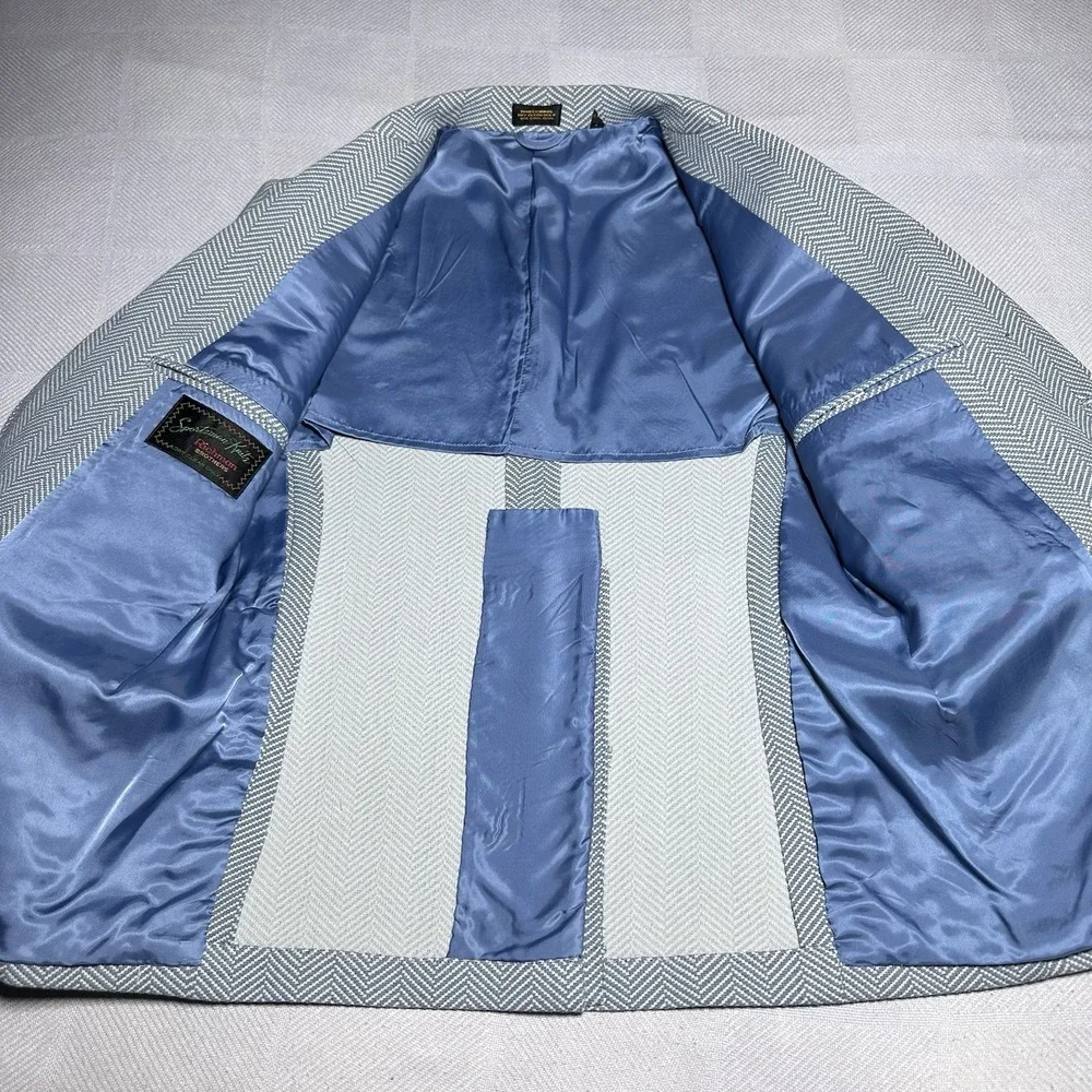 Vintage 70s Richman Brothers Herringbone Sportsman Knit Blazer 39S Made in Japan