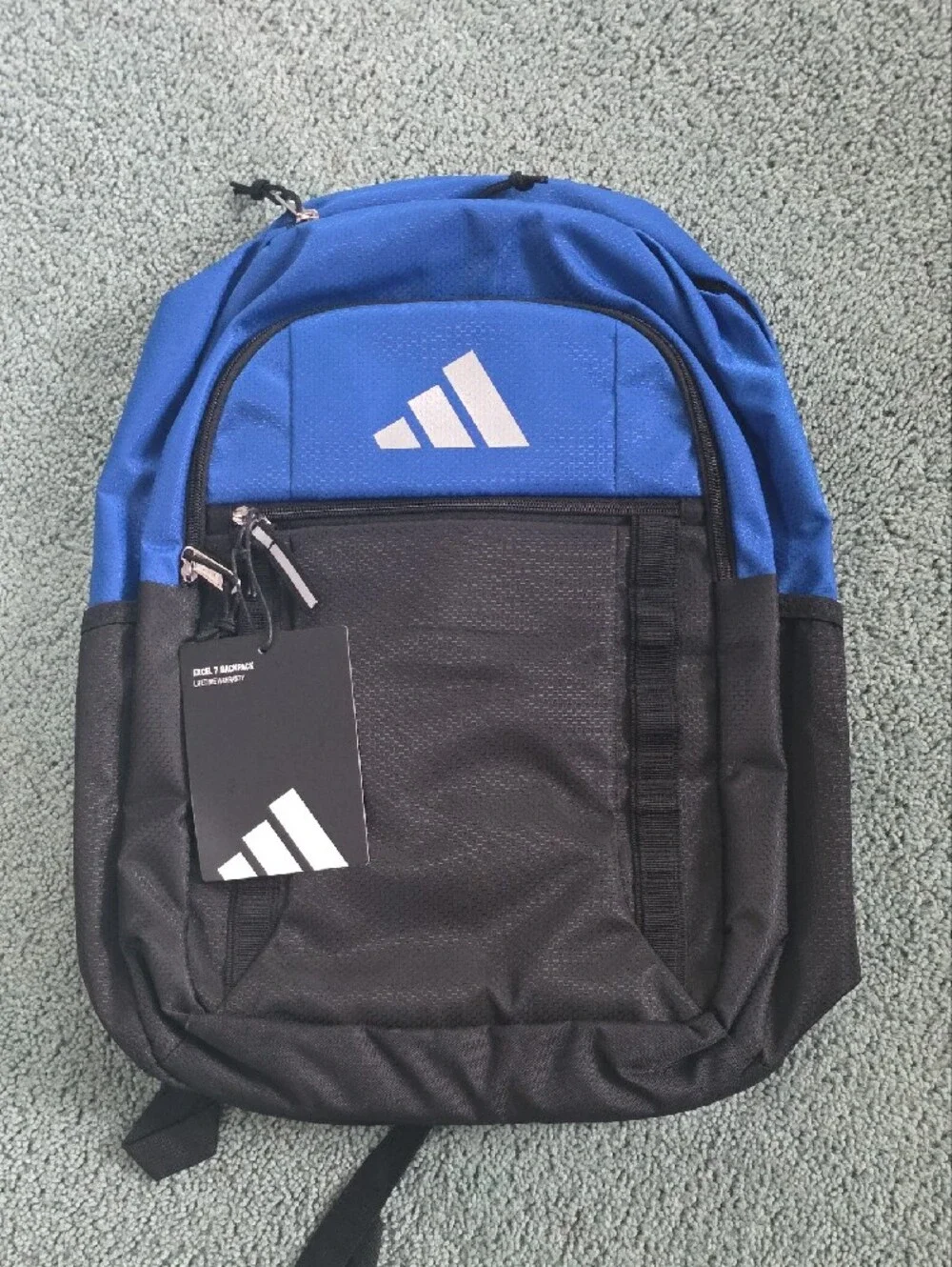 adidas Blue and Black Excel 7 Backpack, NWT, With Loadspring Shoulder Straps.